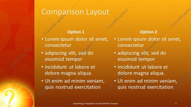 Comparison presentation slide layout