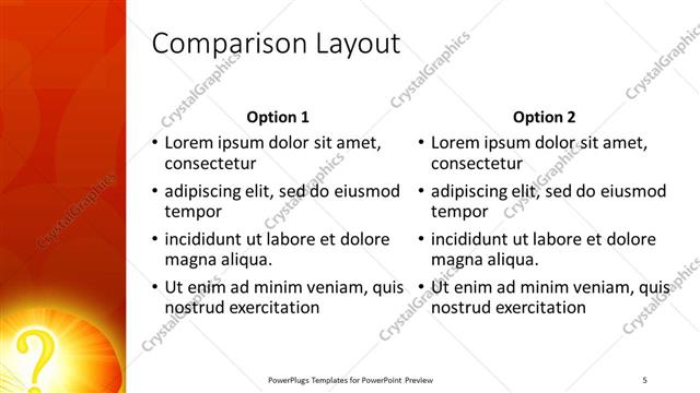 Comparison presentation slide layout