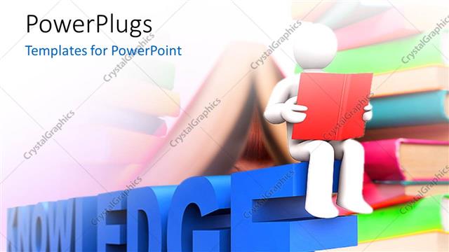  Presentation with knowledge - A person reading the book with books in the background