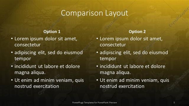 Comparison presentation slide layout