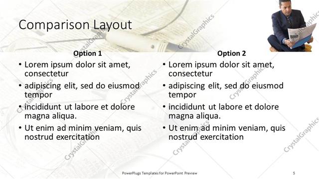 Comparison presentation slide layout