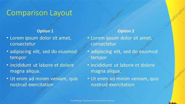 Comparison presentation slide layout
