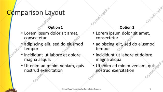 Comparison presentation slide layout