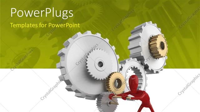  Presentation with gear - Person in red pushing the gears with green color