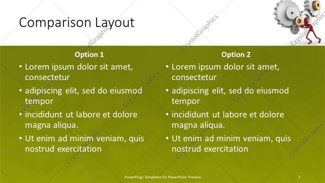 Comparison presentation slide layout