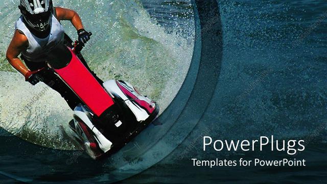  Presentation with ski - A person riding the jet ski with lake in the background