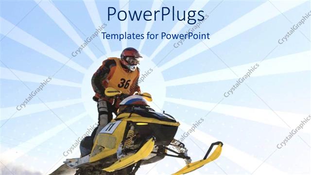  Presentation with competition - A person riding the snowmobile with snow in the background