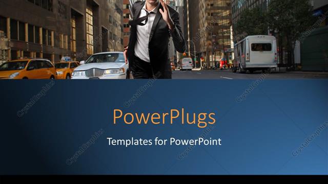  Presentation with running person - A person running from the busy life of the city