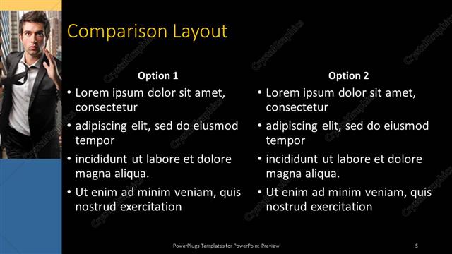 Comparison presentation slide layout