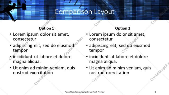 Comparison presentation slide layout