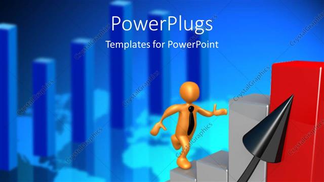  Presentation with obstacles - A person running on the growth bar with a bluish background