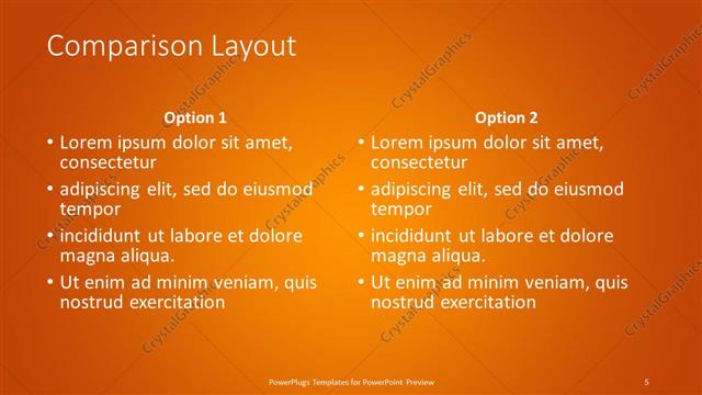 Comparison presentation slide layout