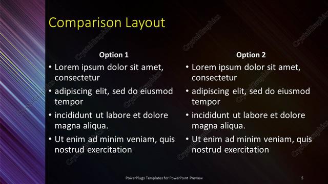 Comparison presentation slide layout