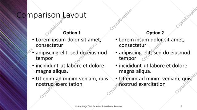 Comparison presentation slide layout