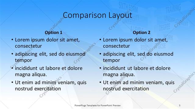 Comparison presentation slide layout
