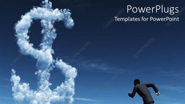  Presentation with running person - A person running towards the dollar sign