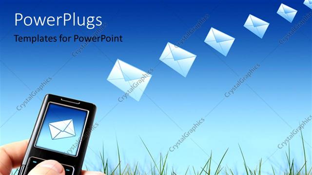  Presentation with communication - A person sending message through the phone with grass