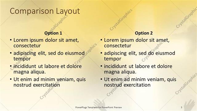 Comparison presentation slide layout