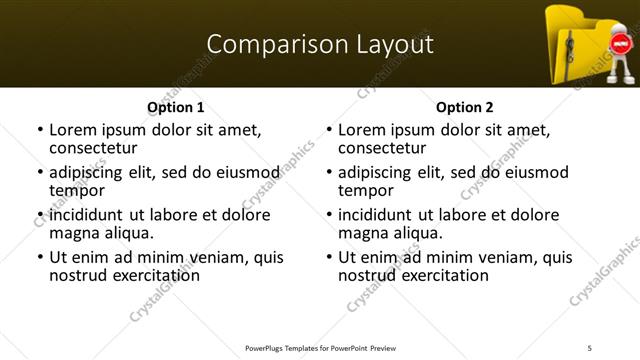 Comparison presentation slide layout