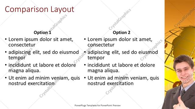 Comparison presentation slide layout