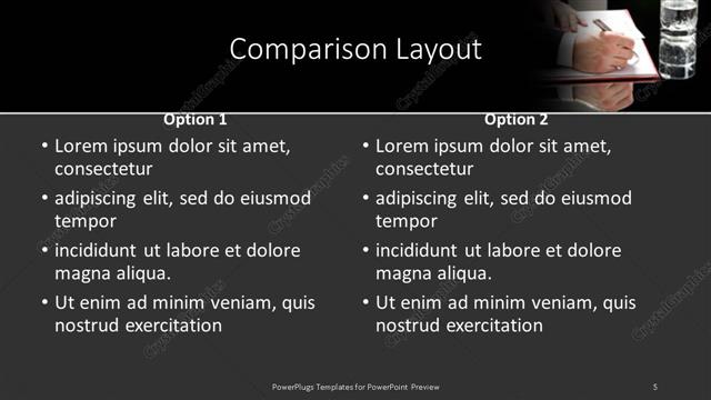 Comparison presentation slide layout