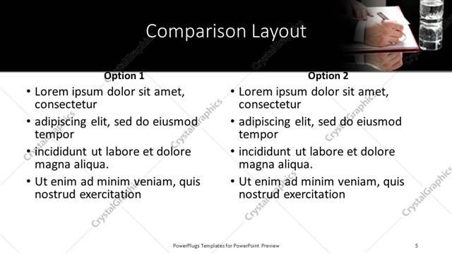 Comparison presentation slide layout