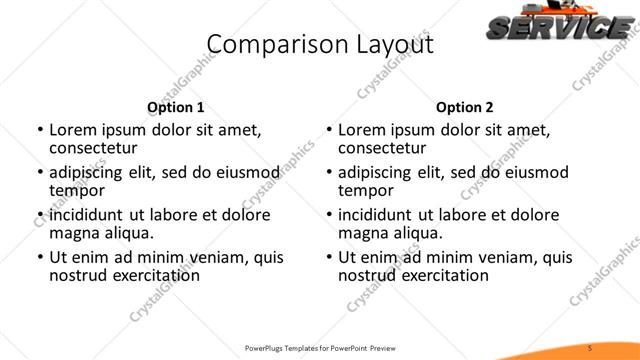Comparison presentation slide layout