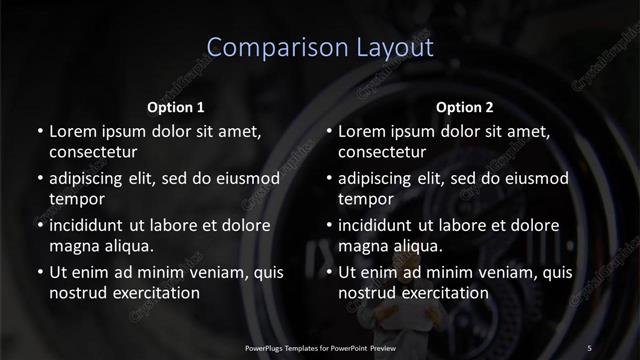 Comparison presentation slide layout