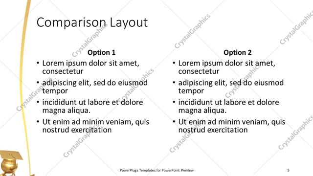 Comparison presentation slide layout