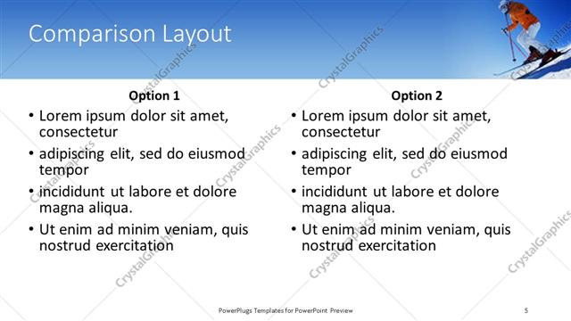 Comparison presentation slide layout
