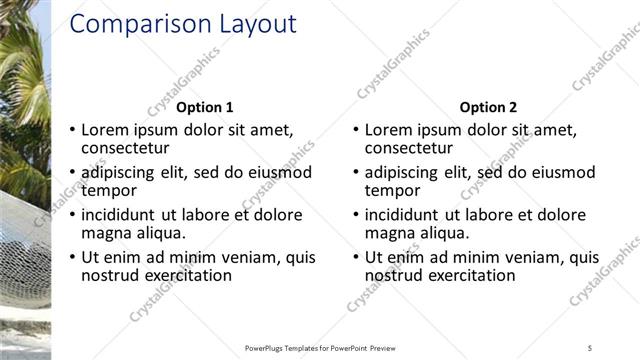 Comparison presentation slide layout