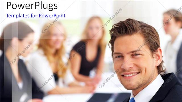  Presentation with team leader - A person smiling along with his team