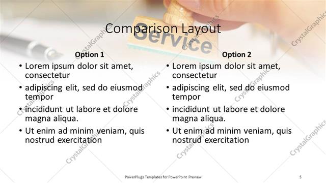 Comparison presentation slide layout