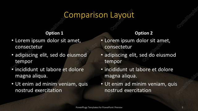 Comparison presentation slide layout