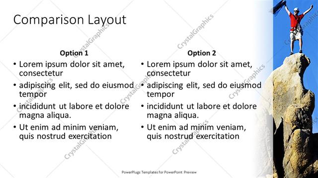 Comparison presentation slide layout