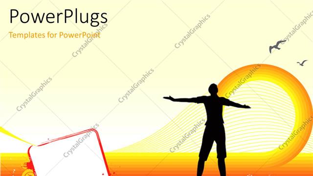  Presentation with birds - A person with a sunset and various birds in background