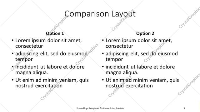 Comparison presentation slide layout