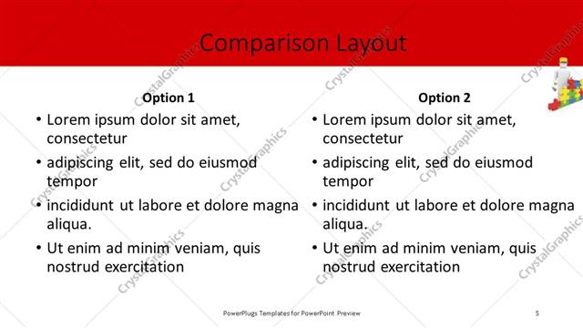 Comparison presentation slide layout