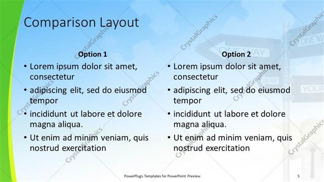 Comparison presentation slide layout