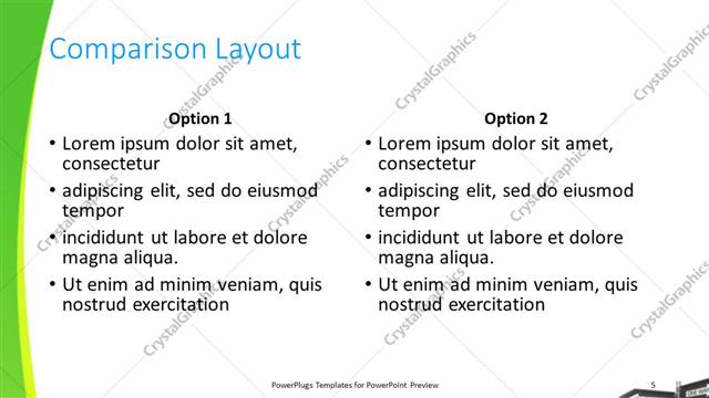 Comparison presentation slide layout