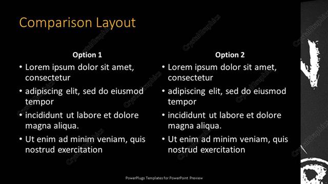 Comparison presentation slide layout