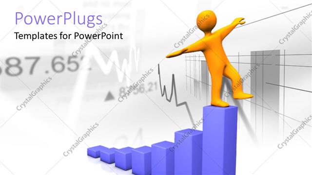  Presentation with financial report - A person on top of the bar with a financial report in the background