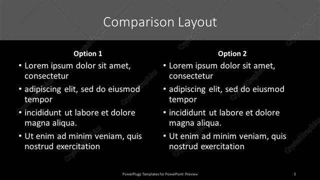 Comparison presentation slide layout