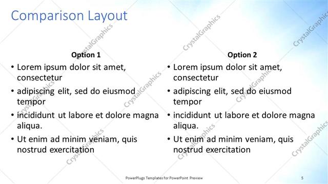 Comparison presentation slide layout