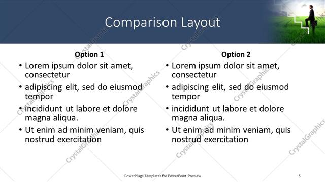 Comparison presentation slide layout