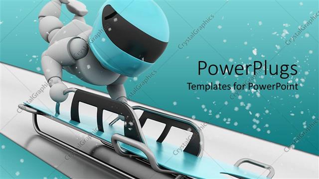  Presentation with bobsleigh - A person trying to compete in skeleton bobsleigh with full throtle