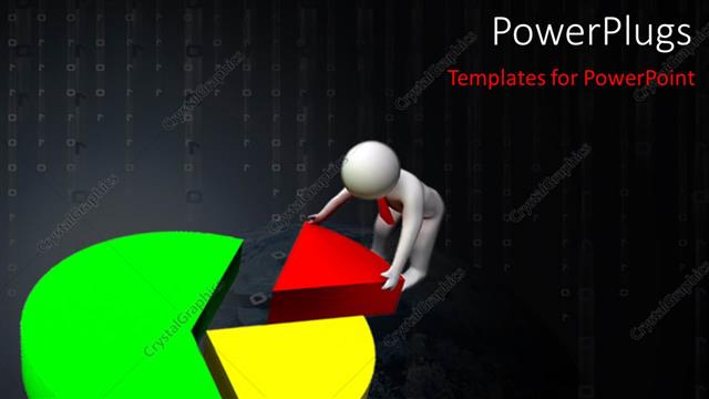  Presentation with pie chart - A person trying to complete the pie chart with grayish background