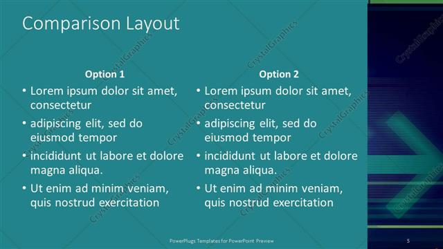 Comparison presentation slide layout