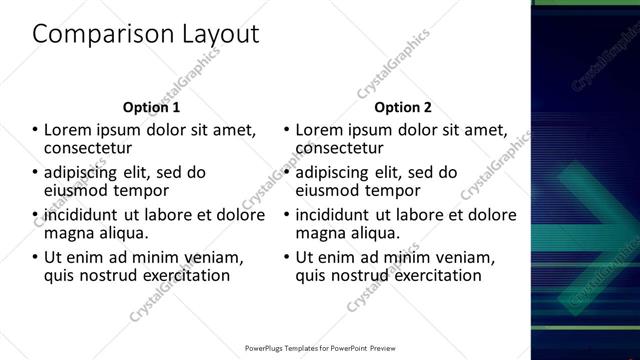 Comparison presentation slide layout