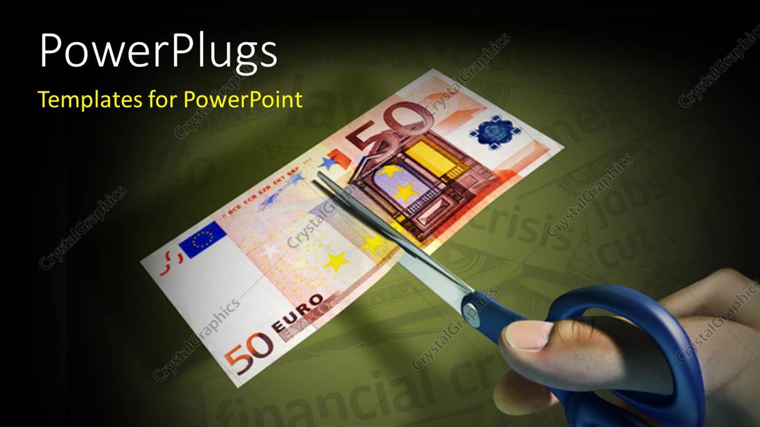 Featuring a Person Trying to Cut the Note with Greenish Background